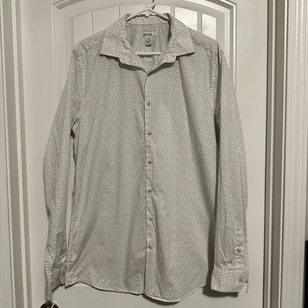 Bar III Men's Slim-Fit Polka Dot Stretch Dress Shirt Size L